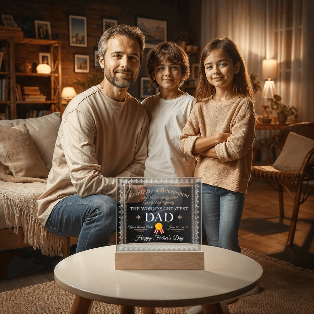World's Greatest Dad Personalized Certificate – Custom Acrylic Plaque with Name & Date – Birthday, Father's Day, or Any Occasion - Mallard Moon Gift Shop