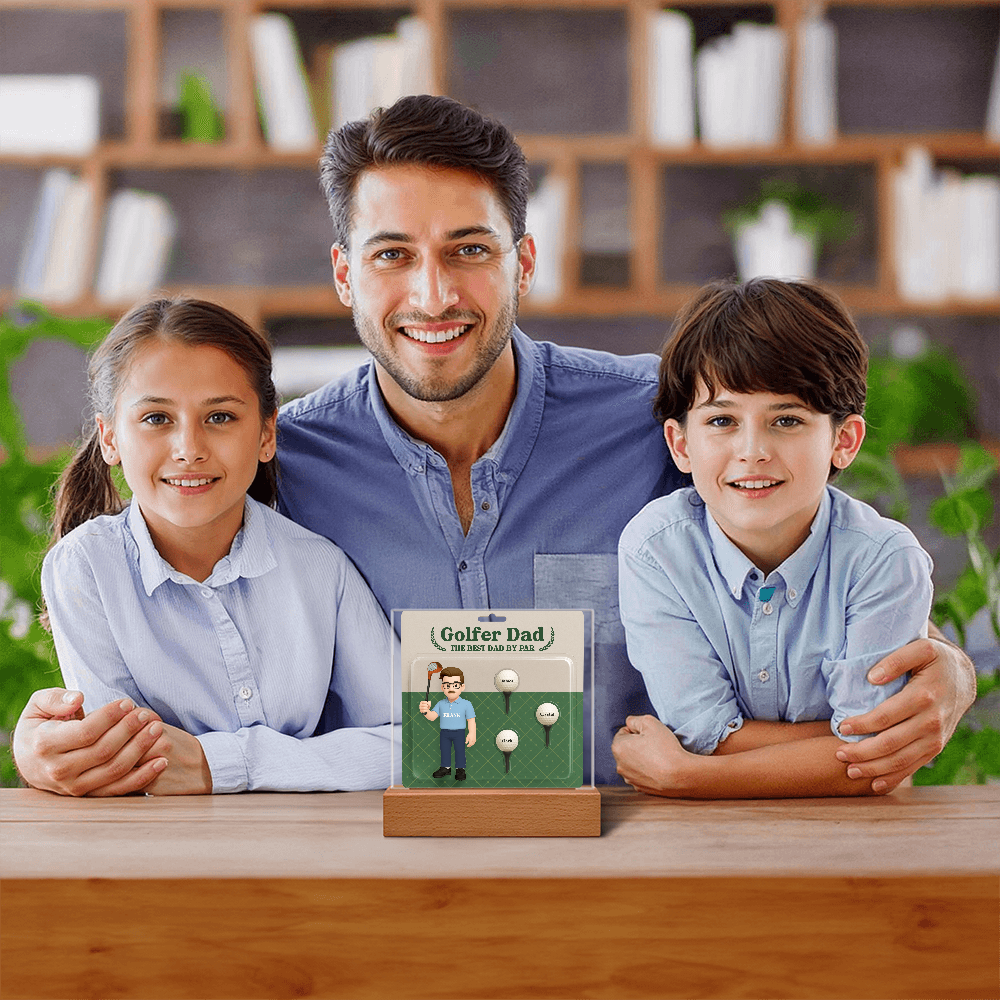 Golfer Dad Personalized Gift Plaque – Custom Golf Balls with Kids' Names – “The Best Dad by Par” Father's Day Gift from Children - Mallard Moon Gift Shop