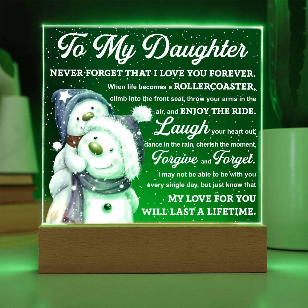 Daughter Gift - Enjoy The Ride Acrylic Square Plaque with LED Wooden Base - Mallard Moon Gift Shop