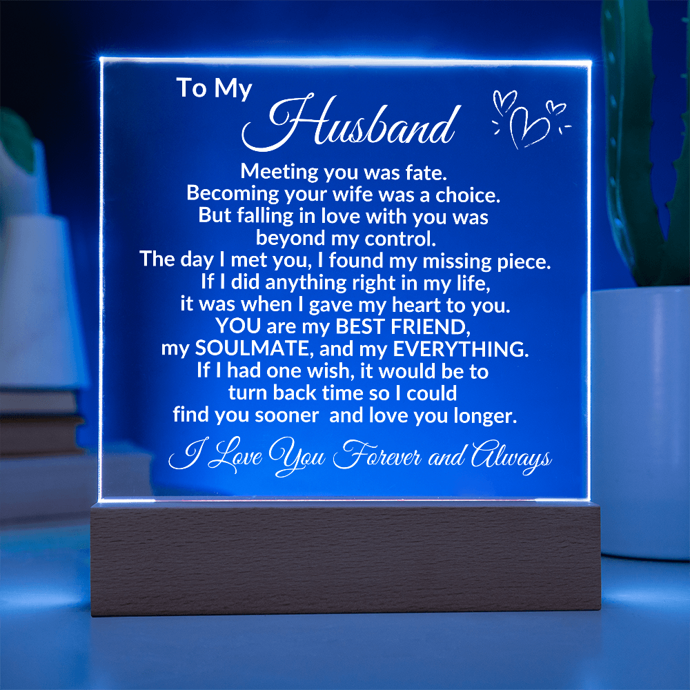 Personalized Acrylic Plaque for Husband – "To My Husband" Romantic Message – Custom Name Gift for Him from Wife – Sentimental Keepsake for Anniversary, Birthday, or Father's Day