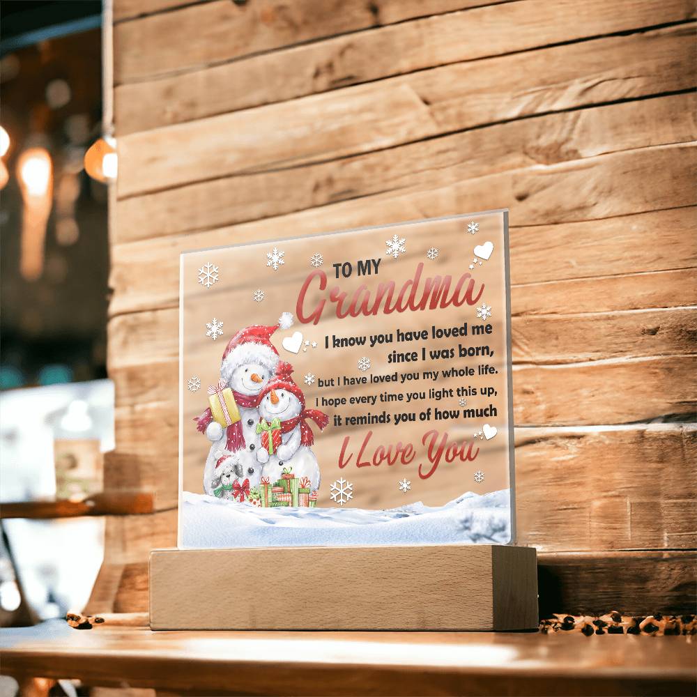 Grandma - Loved You My Whole Life Square Acrylic Plaque with Lighted LED Wooden Base - Mallard Moon Gift Shop