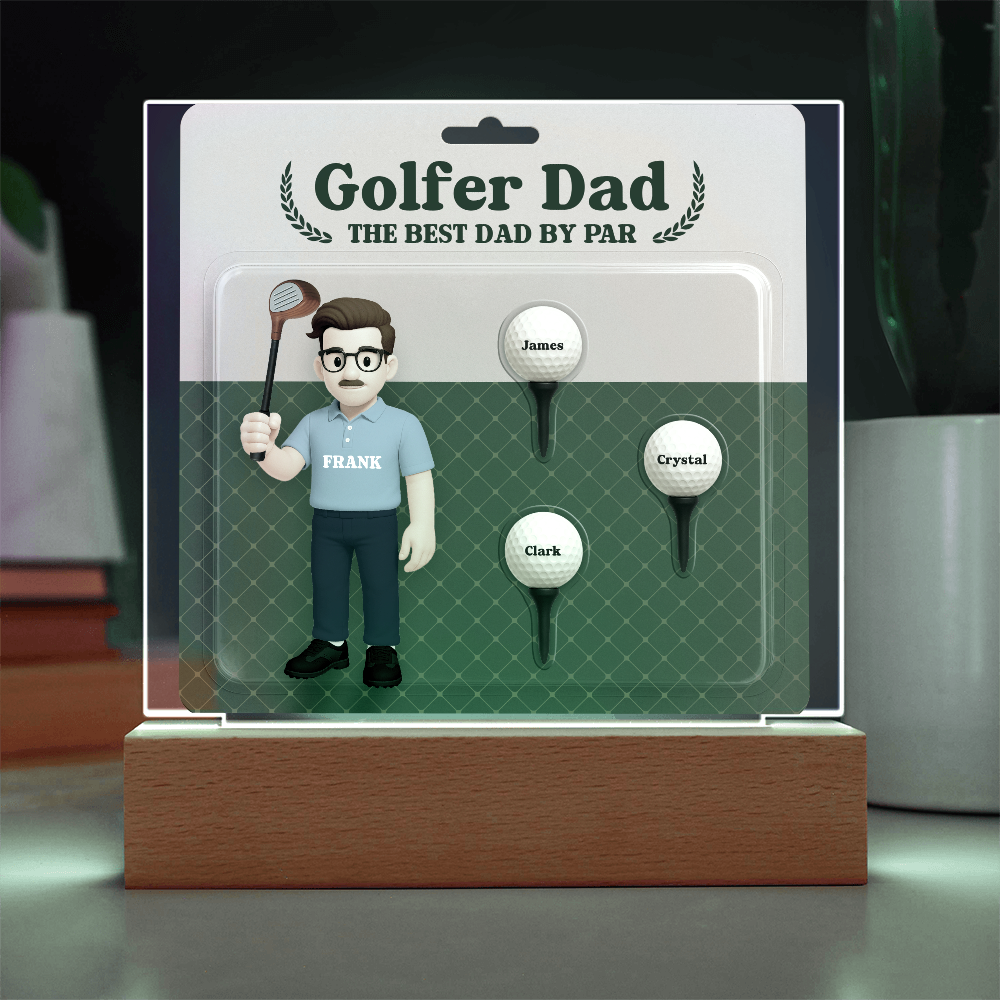 Golfer Dad Personalized Gift Plaque – Custom Golf Balls with Kids' Names – “The Best Dad by Par” Father's Day Gift from Children - Mallard Moon Gift Shop