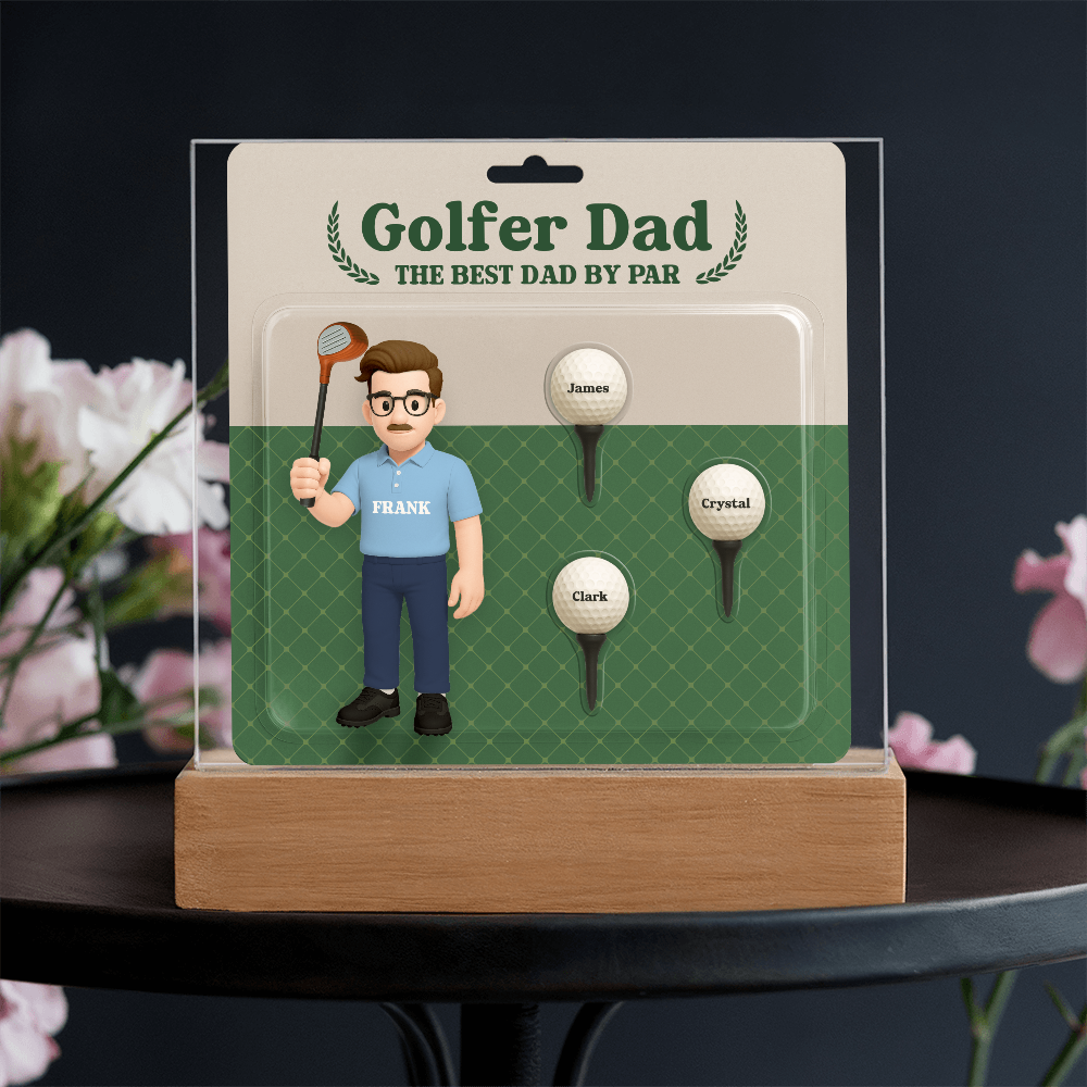 Golfer Dad Personalized Gift Plaque – Custom Golf Balls with Kids' Names – “The Best Dad by Par” Father's Day Gift from Children - Mallard Moon Gift Shop
