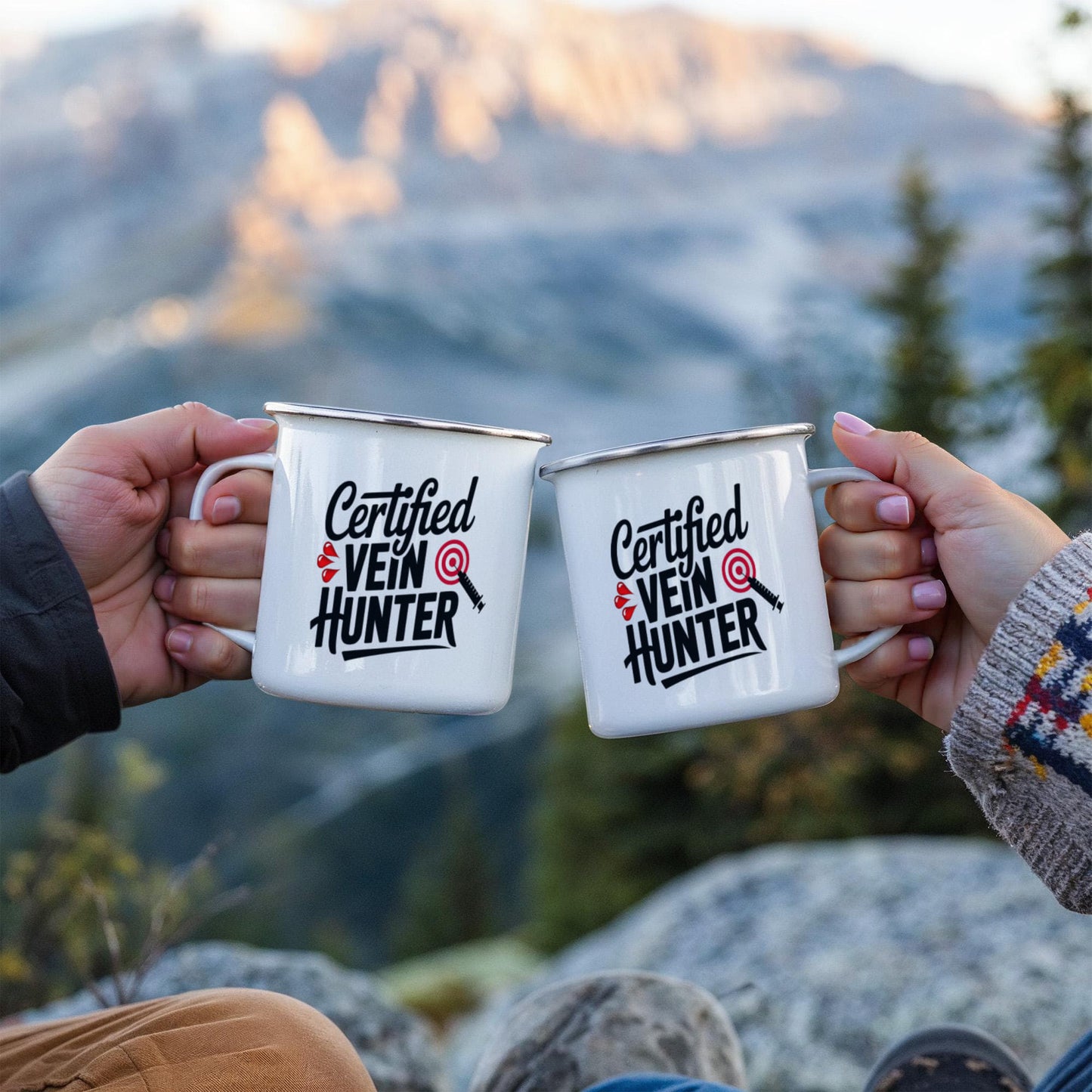Certified Vein Hunter Camping Mug – Funny Phlebotomist Gift for Lab Techs, Nurses & Healthcare Workers - Mallard Moon Gift Shop