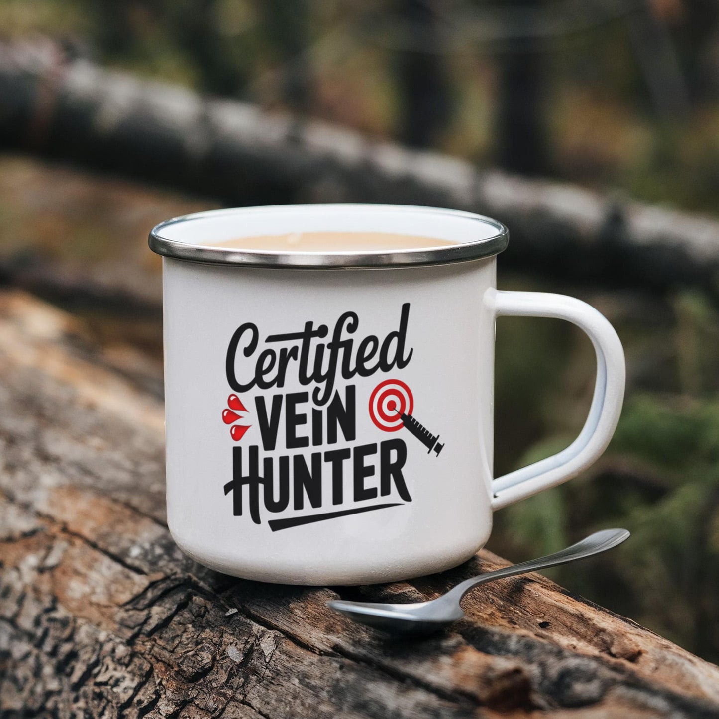 Certified Vein Hunter Camping Mug – Funny Phlebotomist Gift for Lab Techs, Nurses & Healthcare Workers - Mallard Moon Gift Shop