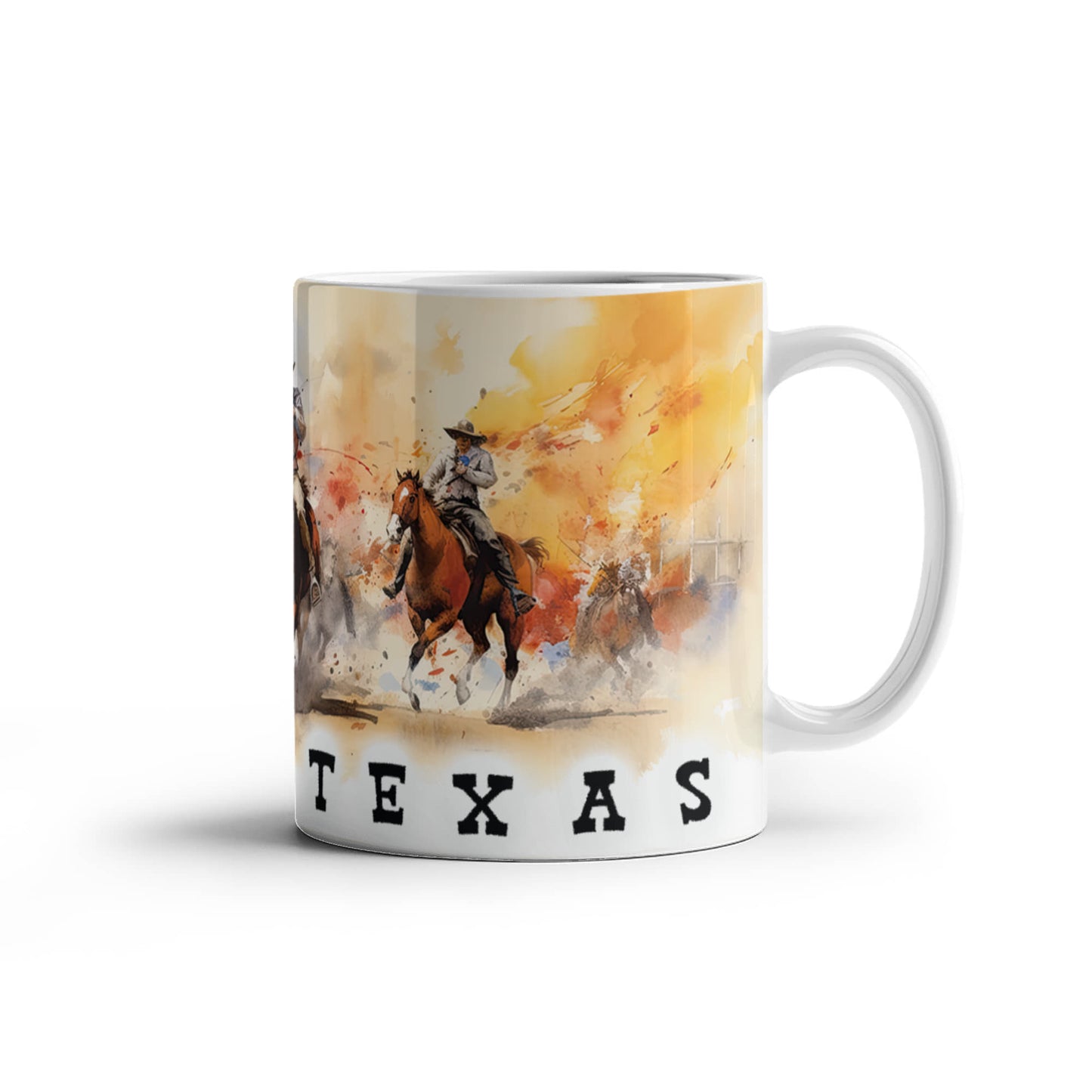 Texas Rodeo Cowboy Ceramic Mug – 11oz & 15oz – Western Horseback Riding Coffee Cup for Texans, Ranchers, Cowgirls & Lone Star State Fans - Mallard Moon Gift Shop