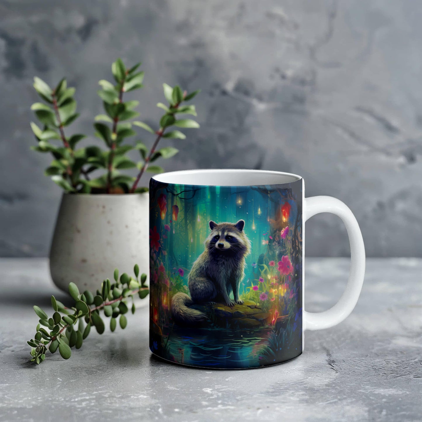 Enchanted Raccoon Coffee Mug – Magical Forest Raccoon Design | 11oz & 15oz Ceramic Mug - Mallard Moon Gift Shop
