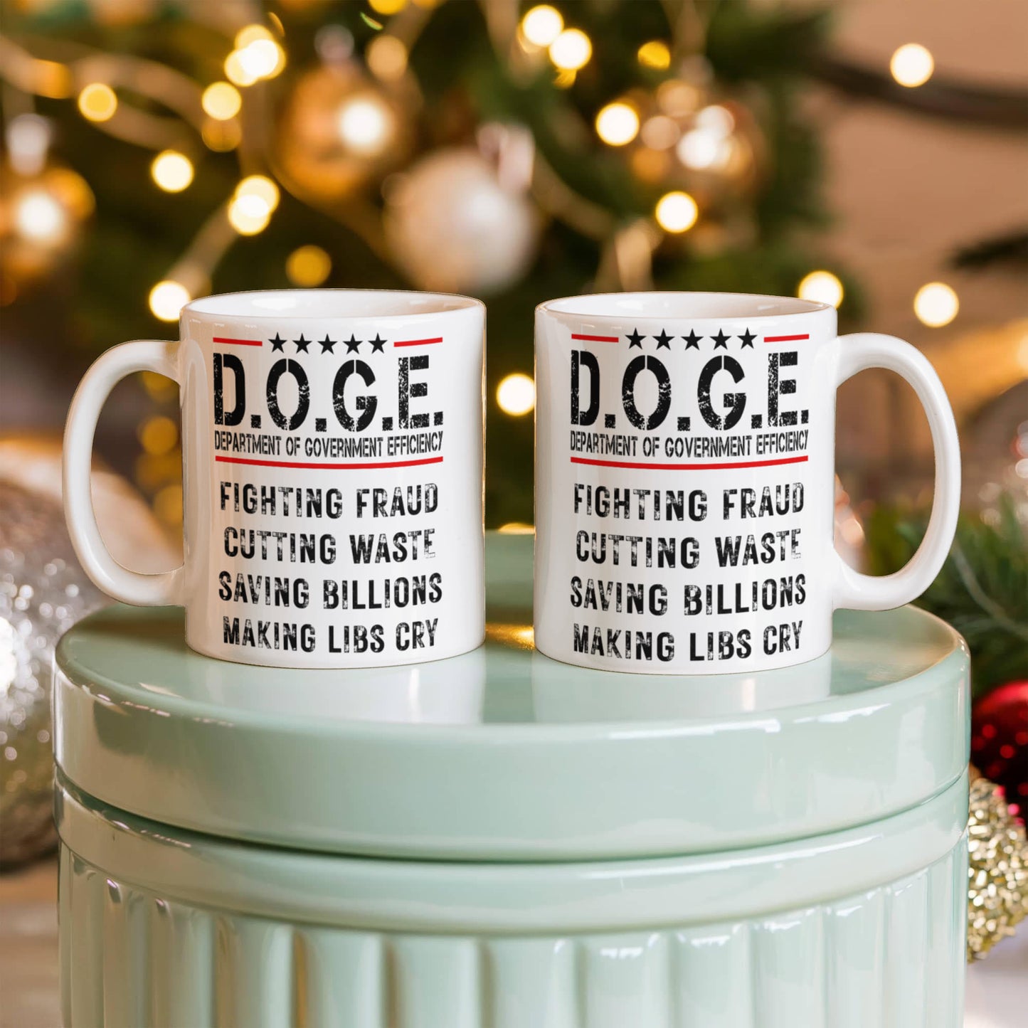 D.O.G.E. Coffee Mug – Funny Conservative Political Gift – Fighting Fraud, Cutting Waste, Saving Billions – 11oz & 15oz White Ceramic Cup - Mallard Moon Gift Shop