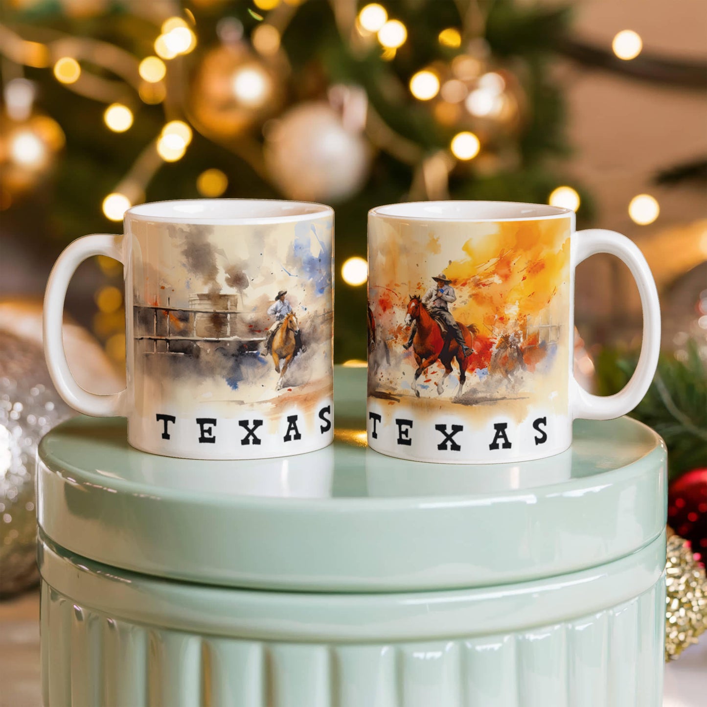 Texas Rodeo Cowboy Ceramic Mug – 11oz & 15oz – Western Horseback Riding Coffee Cup for Texans, Ranchers, Cowgirls & Lone Star State Fans - Mallard Moon Gift Shop