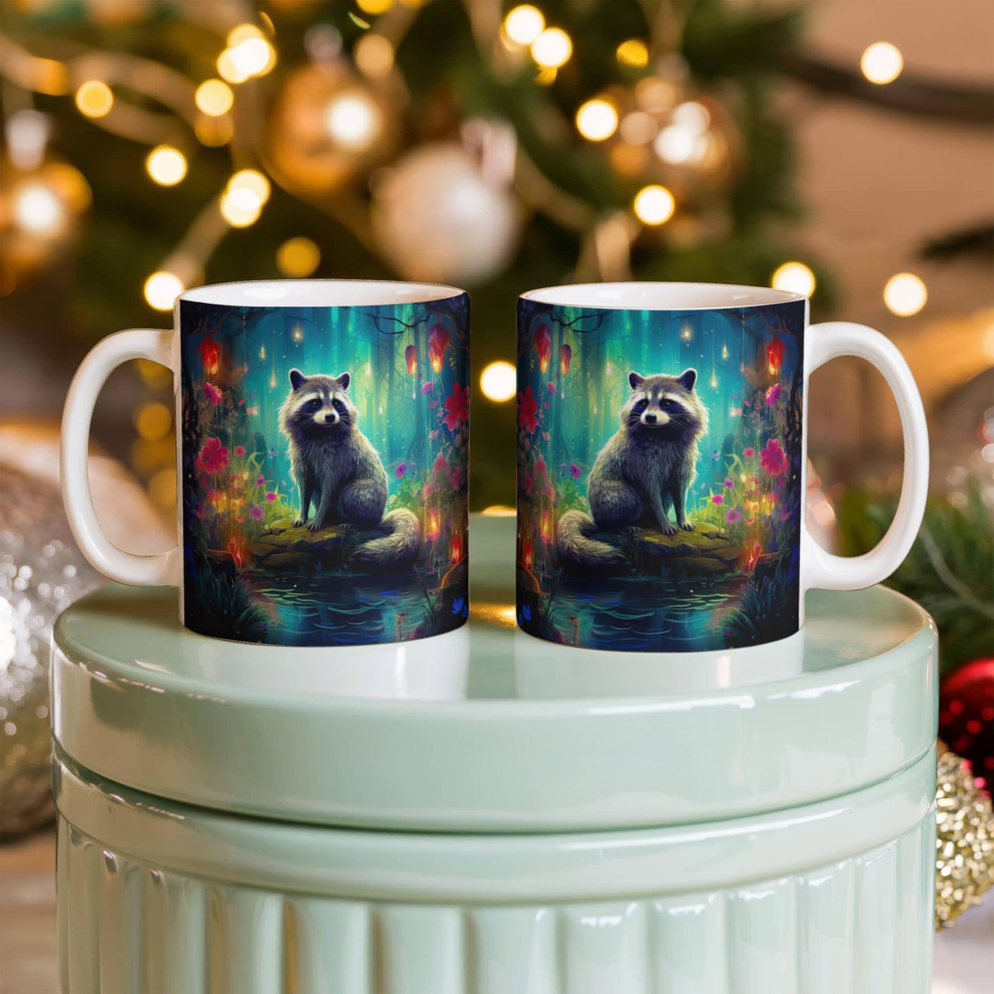Enchanted Raccoon Coffee Mug – Magical Forest Raccoon Design | 11oz & 15oz Ceramic Mug - Mallard Moon Gift Shop