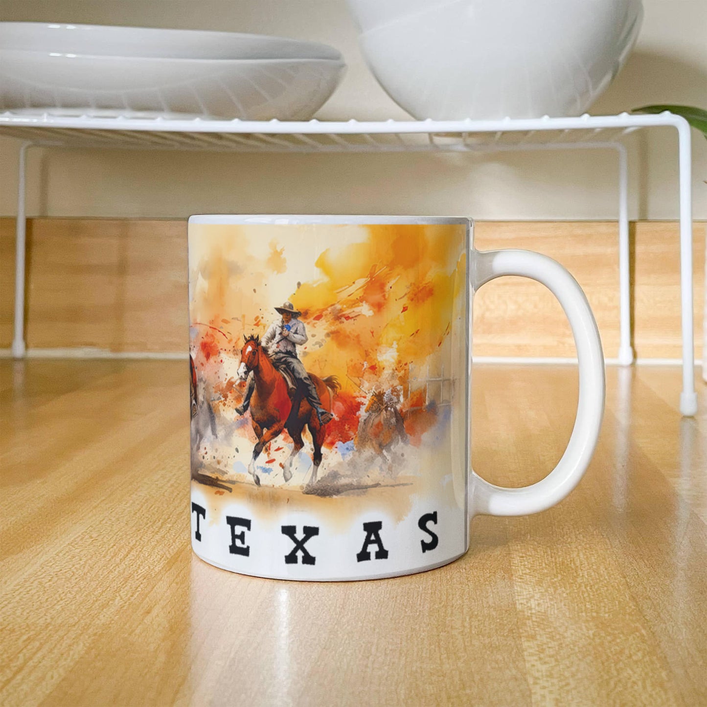 Texas Rodeo Cowboy Ceramic Mug – 11oz & 15oz – Western Horseback Riding Coffee Cup for Texans, Ranchers, Cowgirls & Lone Star State Fans - Mallard Moon Gift Shop