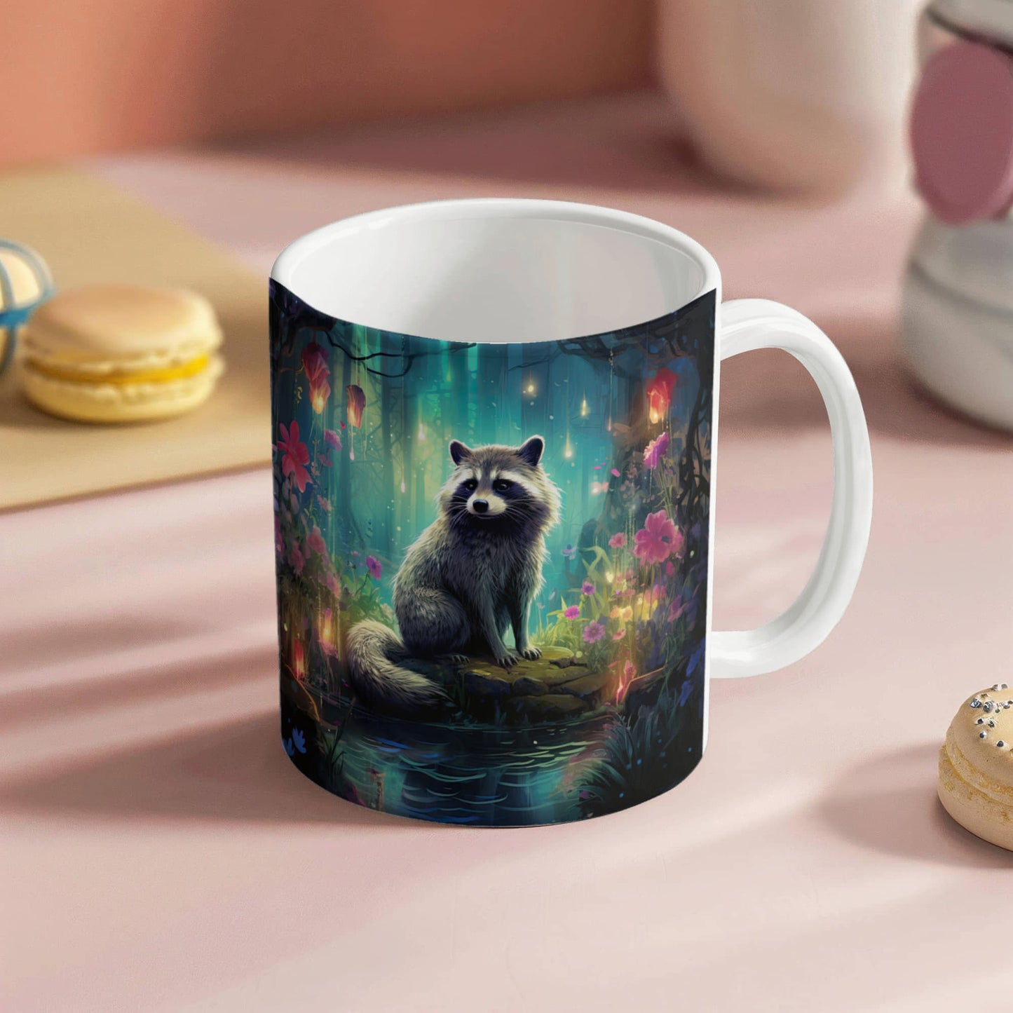 Enchanted Raccoon Coffee Mug – Magical Forest Raccoon Design | 11oz & 15oz Ceramic Mug - Mallard Moon Gift Shop