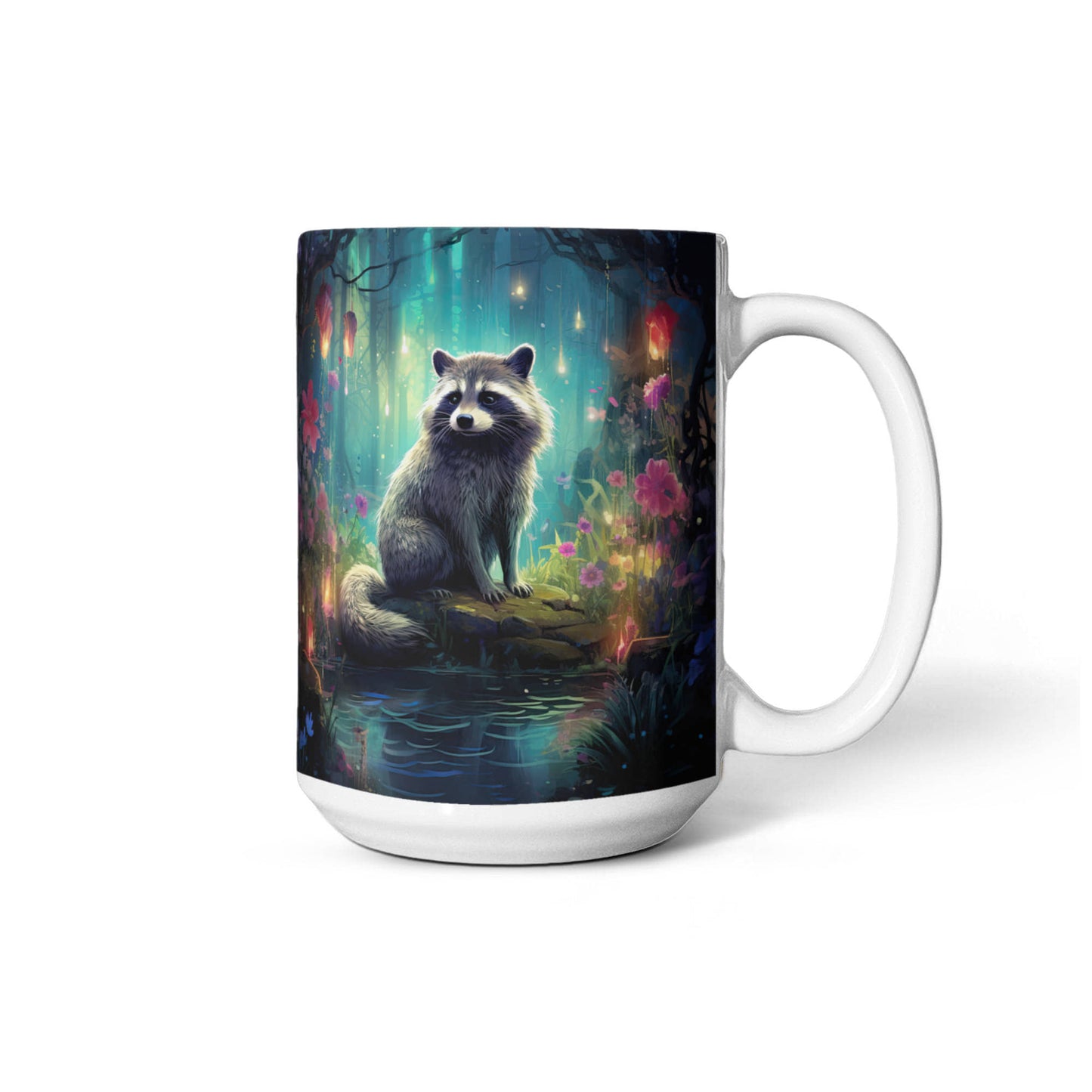 Enchanted Raccoon Coffee Mug – Magical Forest Raccoon Design | 11oz & 15oz Ceramic Mug - Mallard Moon Gift Shop