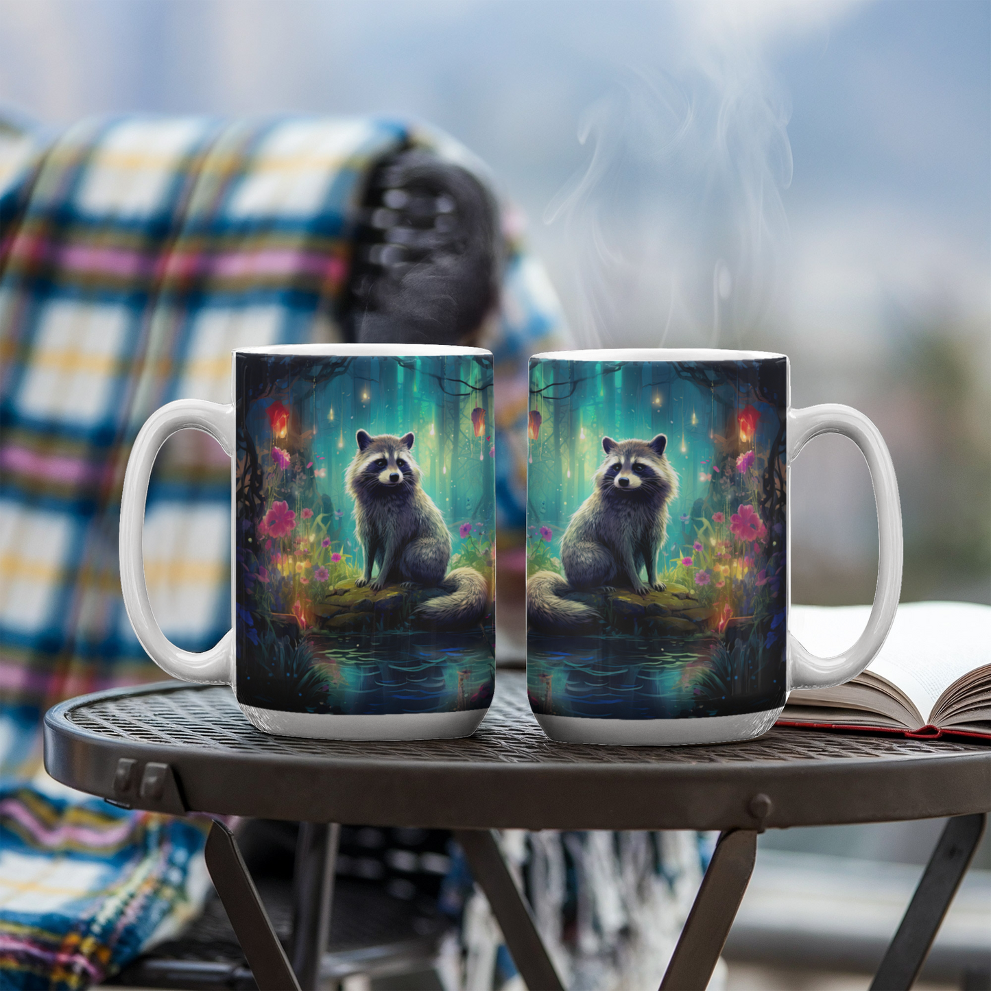 Enchanted Raccoon Coffee Mug – Magical Forest Raccoon Design | 11oz & 15oz Ceramic Mug - Mallard Moon Gift Shop