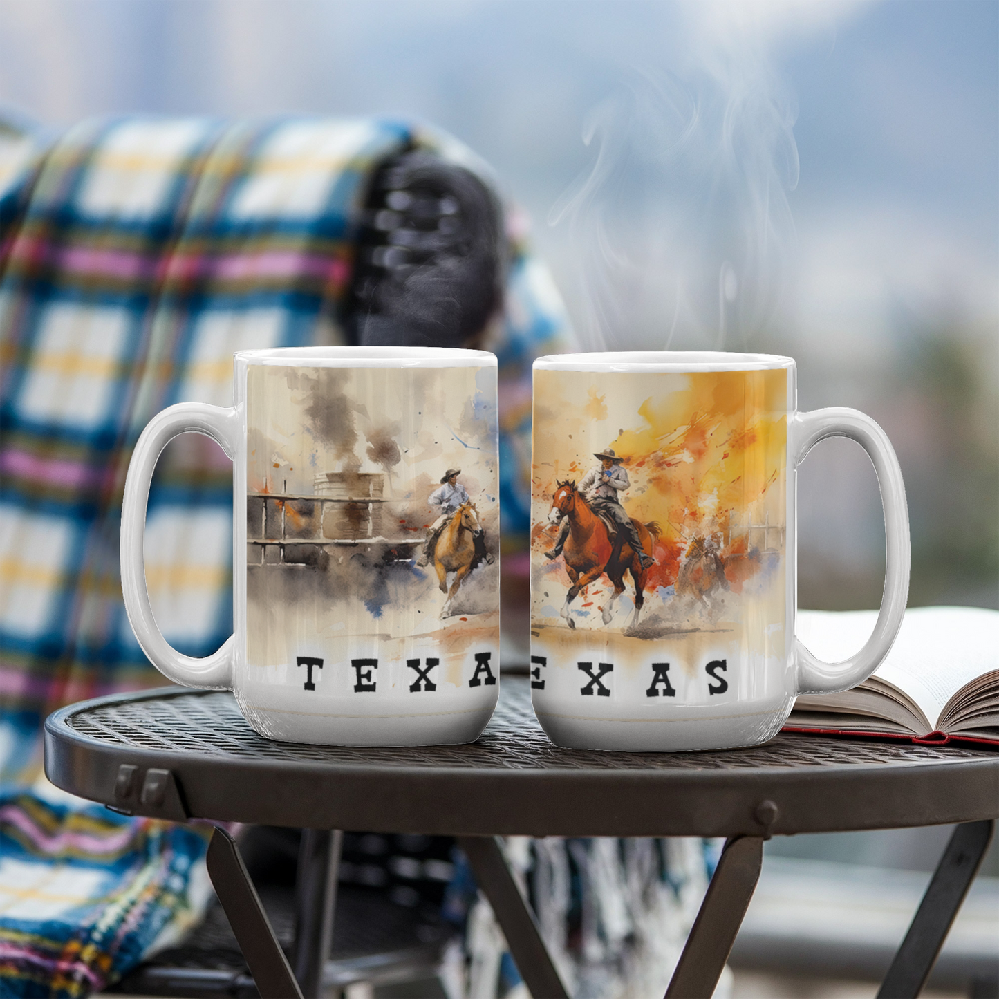 Texas Rodeo Cowboy Ceramic Mug – 11oz & 15oz – Western Horseback Riding Coffee Cup for Texans, Ranchers, Cowgirls & Lone Star State Fans - Mallard Moon Gift Shop