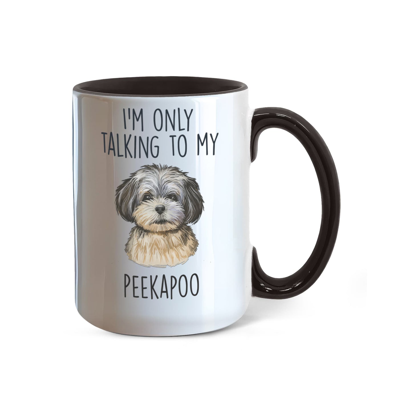I'm Only Talking to My Peekapoo Two-Tone Coffee Mug – Cute Peekapoo Dog Lover Gift for Pet Parents - Mallard Moon Gift Shop