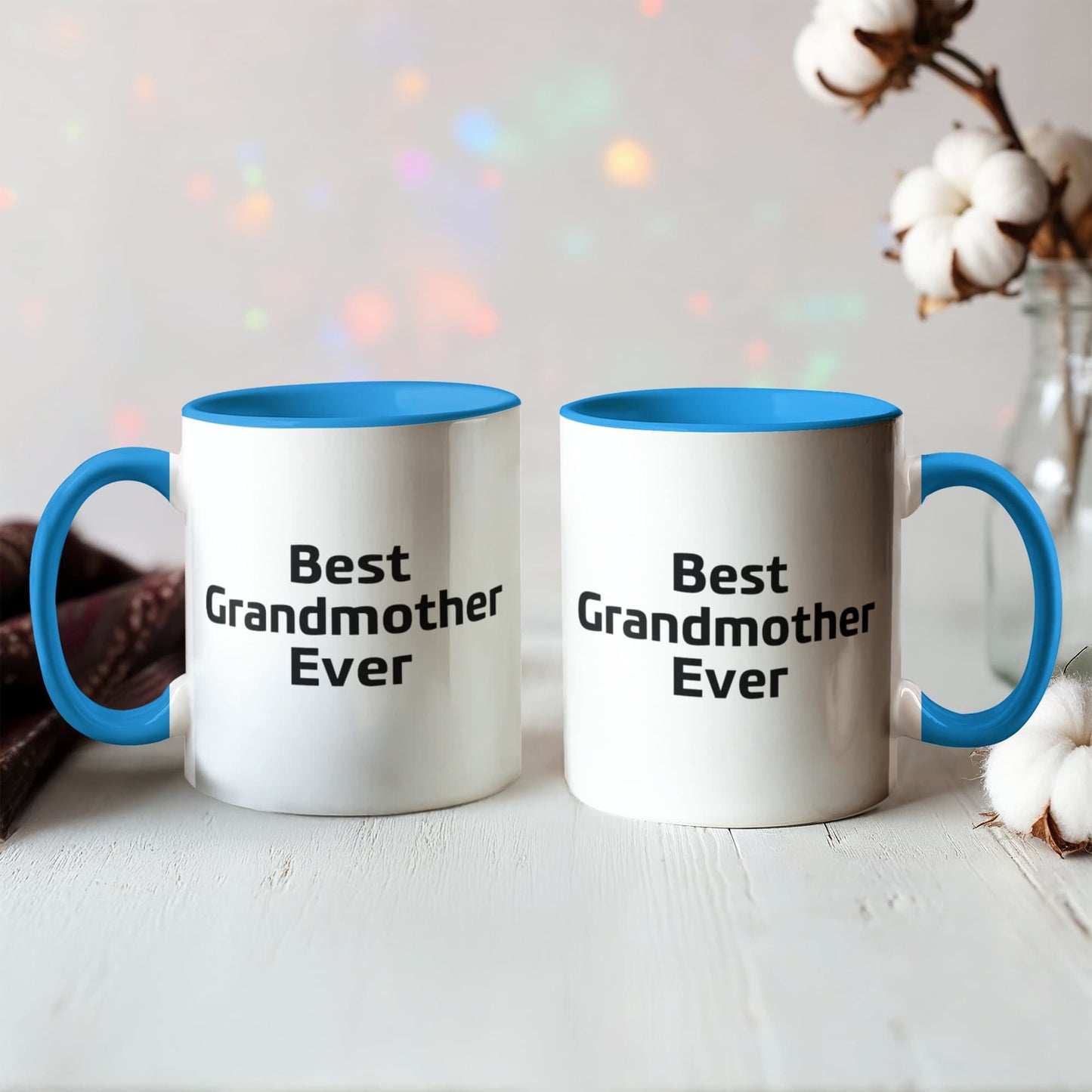 Best Grandmother Ever – Elegant Two-Tone Coffee Mug Gift for Grandma, Sweet Present from Grandkids, Kids, or Daughter – Available in 7 Accent Colors - Mallard Moon Gift Shop