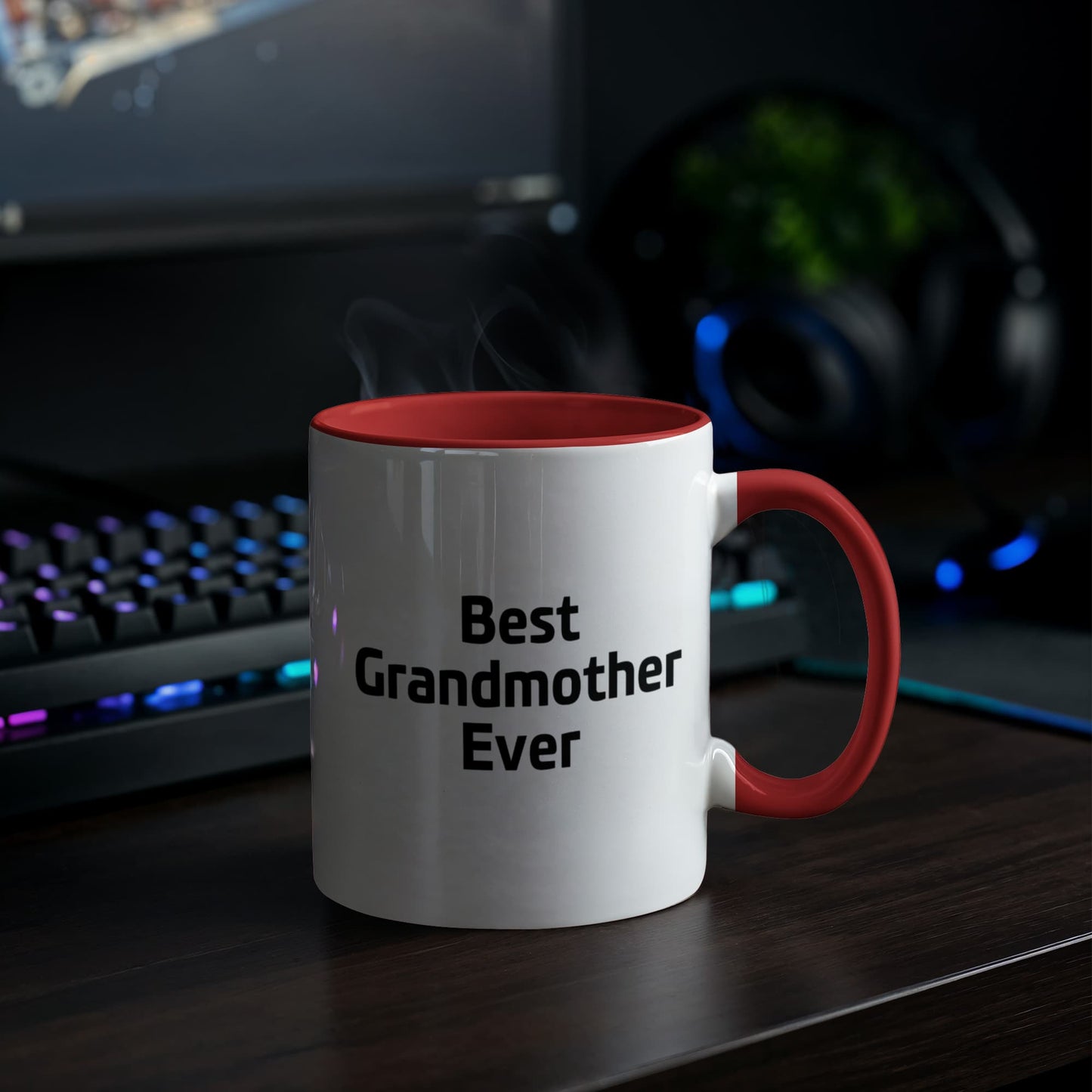 Best Grandmother Ever – Elegant Two-Tone Coffee Mug Gift for Grandma, Sweet Present from Grandkids, Kids, or Daughter – Available in 7 Accent Colors - Mallard Moon Gift Shop