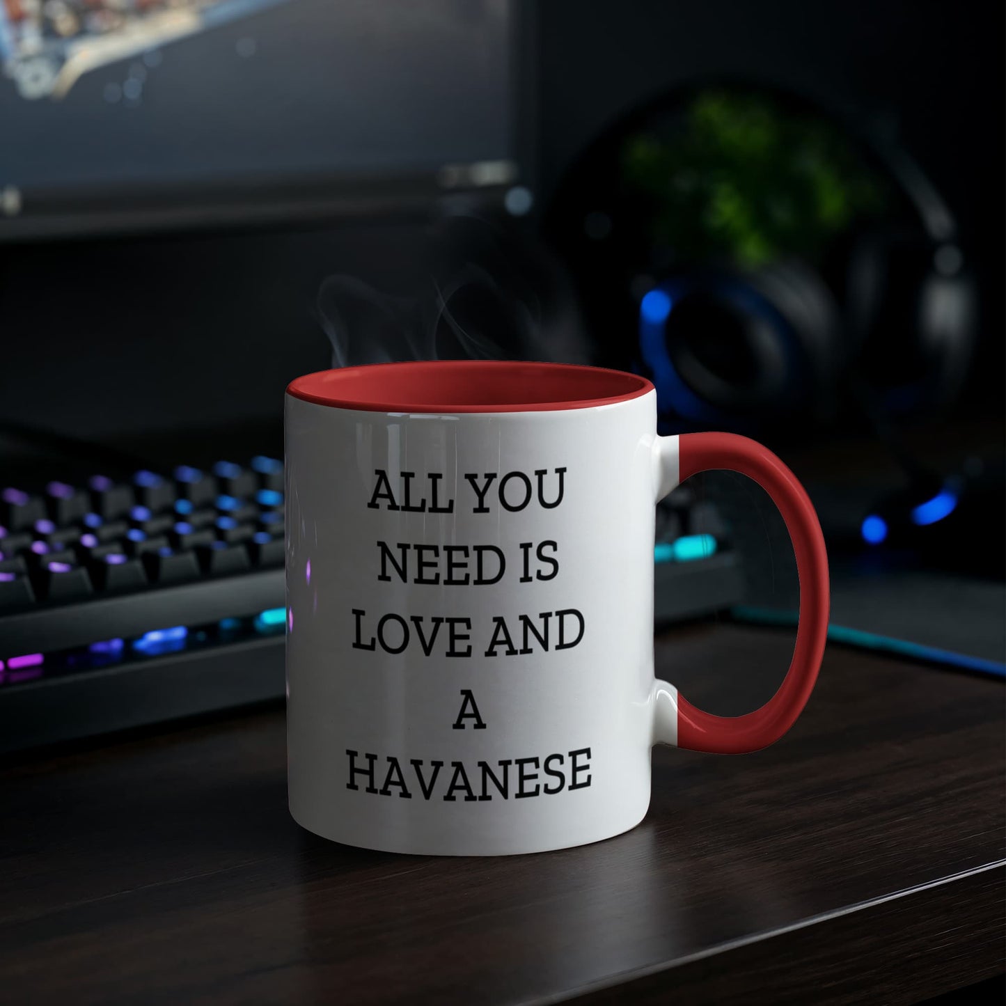 All You Need Is Love and a Havanese | Color Accent Dog Lover Ceramic Mug (11oz & 15oz, 7 Colors) - Mallard Moon Gift Shop