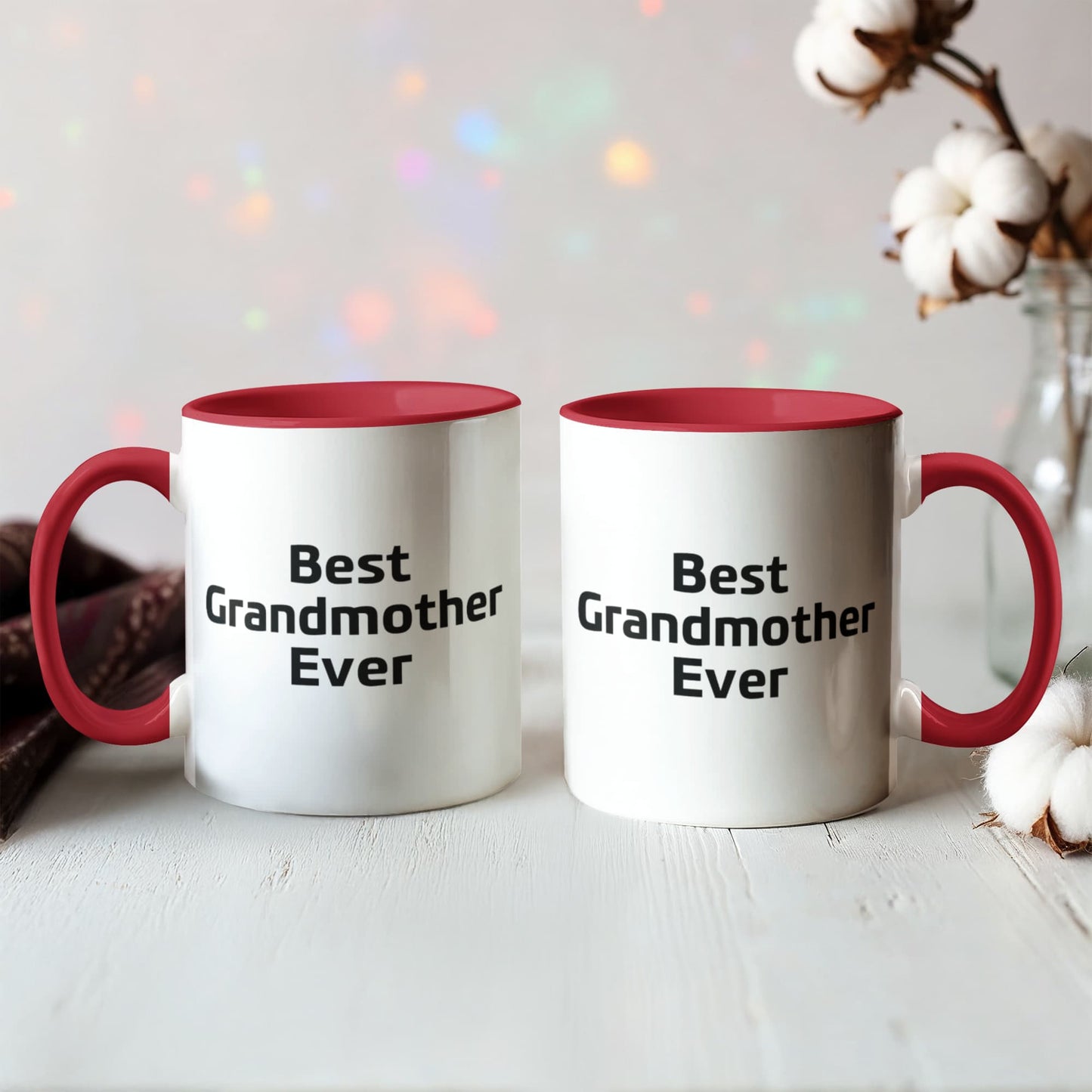 Best Grandmother Ever – Elegant Two-Tone Coffee Mug Gift for Grandma, Sweet Present from Grandkids, Kids, or Daughter – Available in 7 Accent Colors - Mallard Moon Gift Shop
