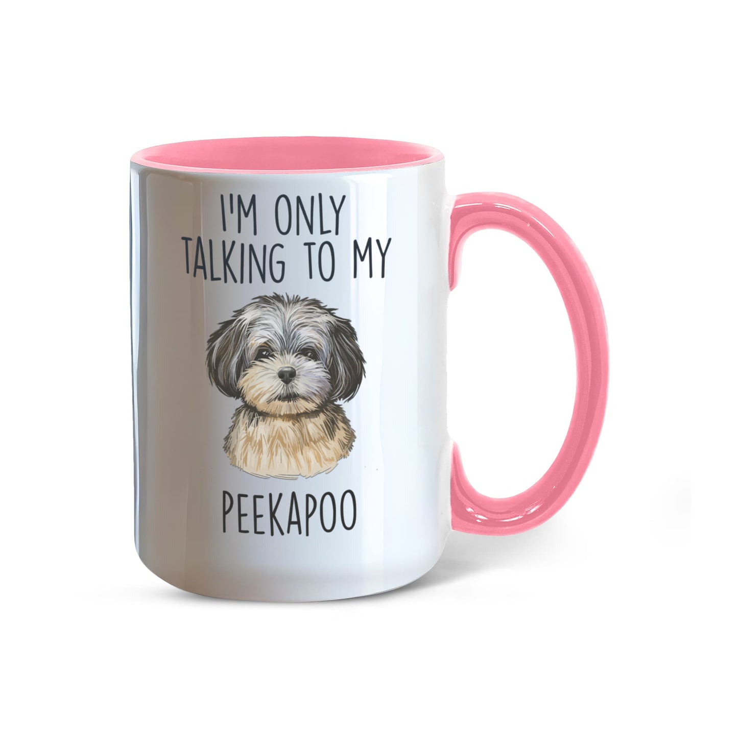 I'm Only Talking to My Peekapoo Two-Tone Coffee Mug – Cute Peekapoo Dog Lover Gift for Pet Parents - Mallard Moon Gift Shop