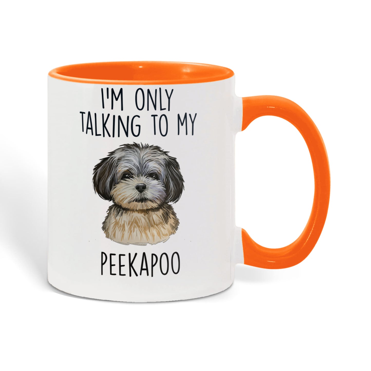 I'm Only Talking to My Peekapoo Two-Tone Coffee Mug – Cute Peekapoo Dog Lover Gift for Pet Parents - Mallard Moon Gift Shop