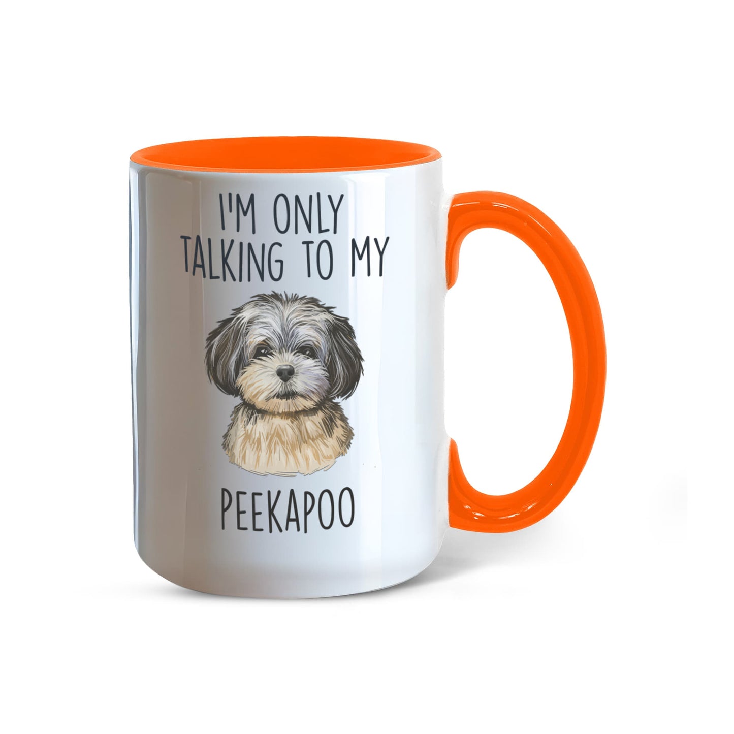 I'm Only Talking to My Peekapoo Two-Tone Coffee Mug – Cute Peekapoo Dog Lover Gift for Pet Parents - Mallard Moon Gift Shop