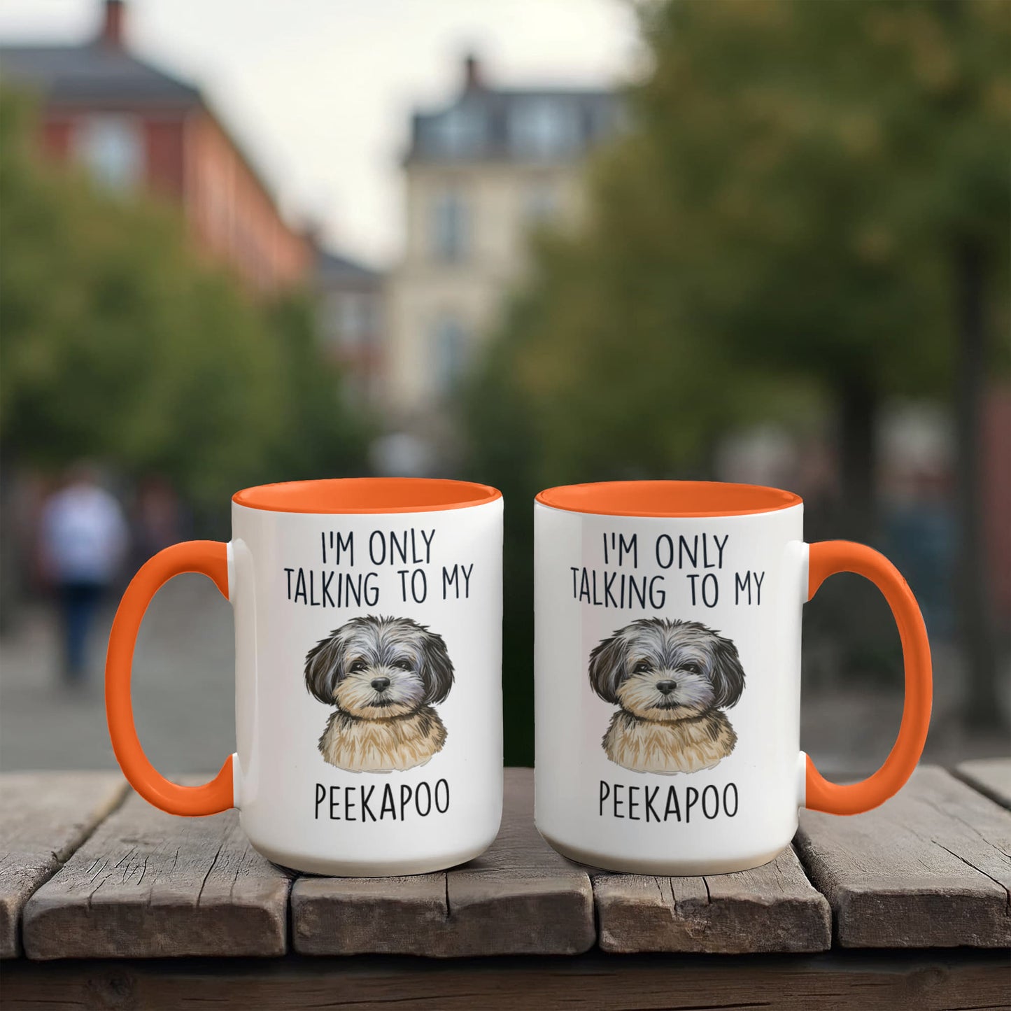 I'm Only Talking to My Peekapoo Two-Tone Coffee Mug – Cute Peekapoo Dog Lover Gift for Pet Parents - Mallard Moon Gift Shop