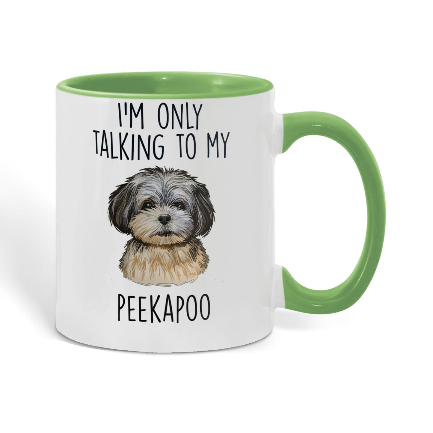 I'm Only Talking to My Peekapoo Two-Tone Coffee Mug – Cute Peekapoo Dog Lover Gift for Pet Parents - Mallard Moon Gift Shop