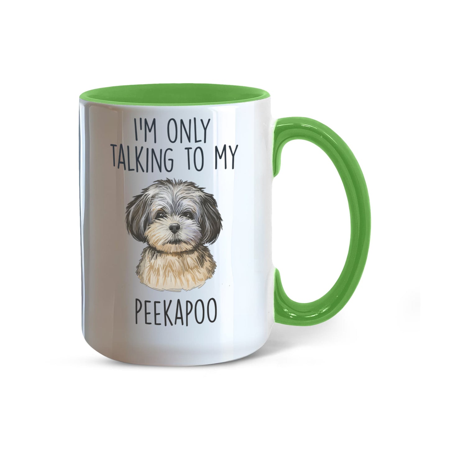 I'm Only Talking to My Peekapoo Two-Tone Coffee Mug – Cute Peekapoo Dog Lover Gift for Pet Parents - Mallard Moon Gift Shop