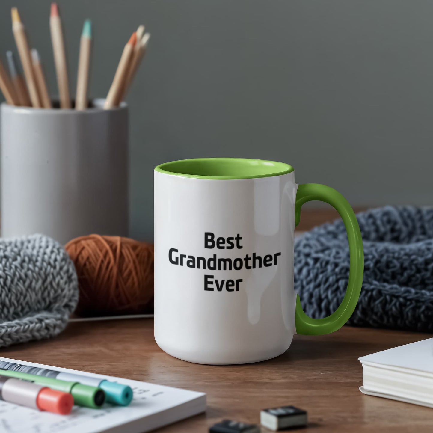 Best Grandmother Ever – Elegant Two-Tone Coffee Mug Gift for Grandma, Sweet Present from Grandkids, Kids, or Daughter – Available in 7 Accent Colors - Mallard Moon Gift Shop