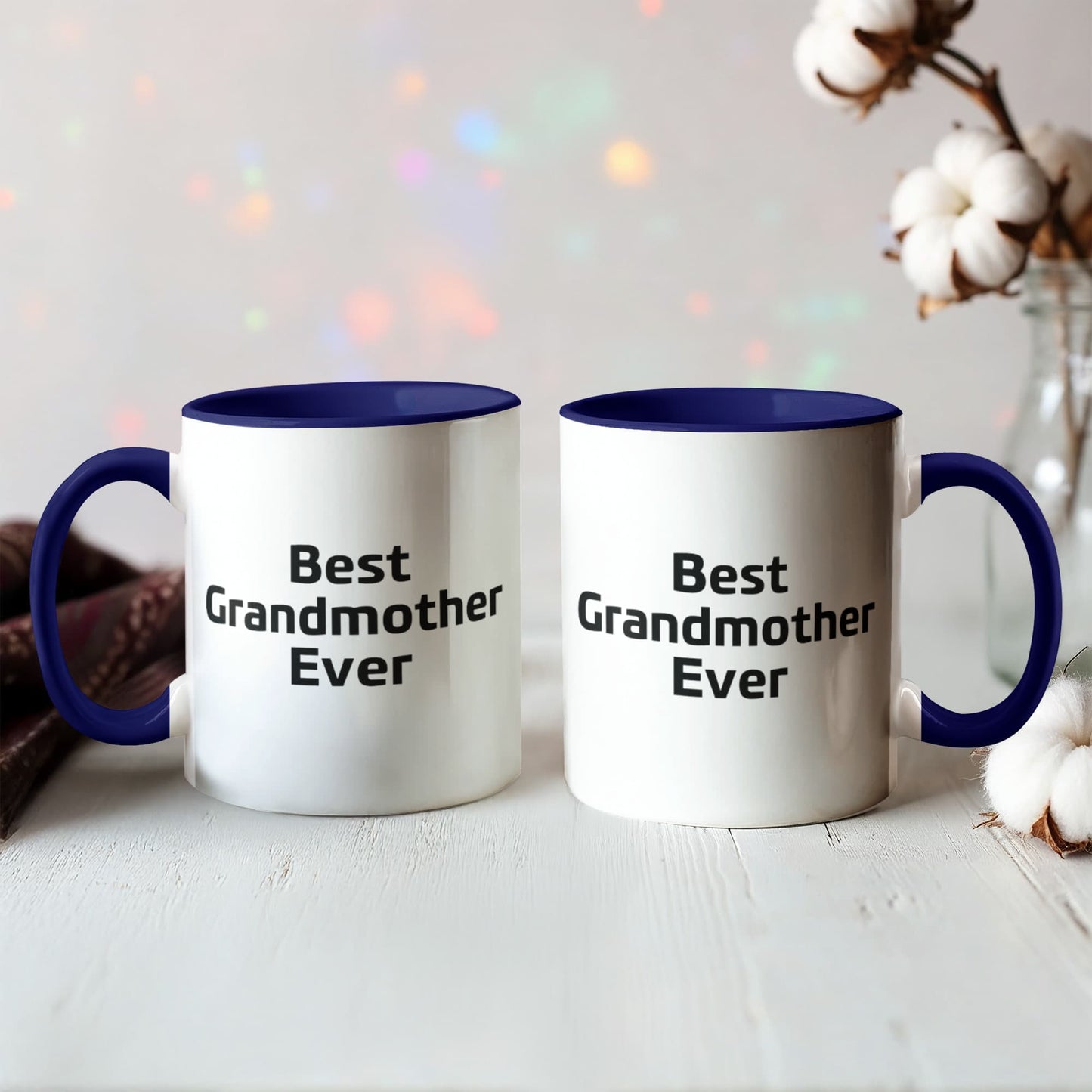 Best Grandmother Ever – Elegant Two-Tone Coffee Mug Gift for Grandma, Sweet Present from Grandkids, Kids, or Daughter – Available in 7 Accent Colors - Mallard Moon Gift Shop