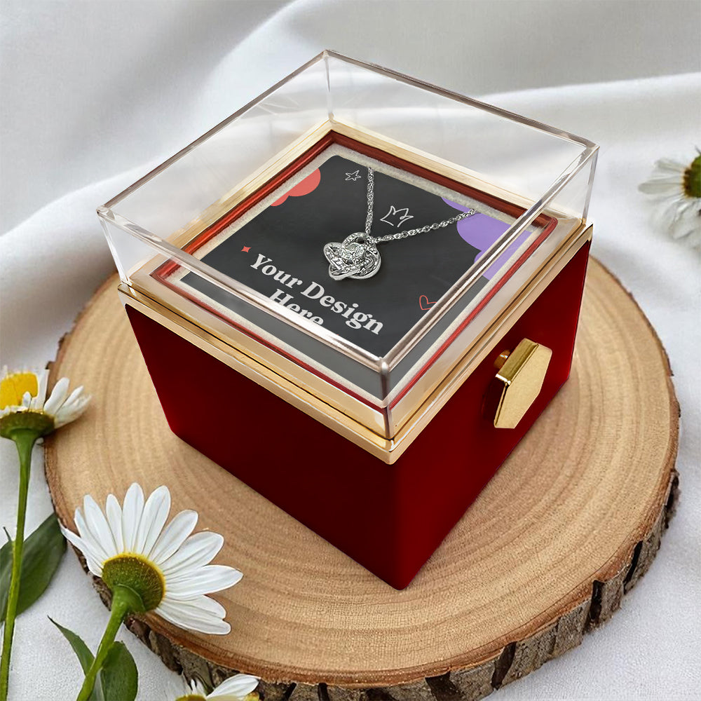 To My Beautiful Bride – Romantic Forever Together Message – Rotating Rose Love Knot Necklace Acrylic Gift Box