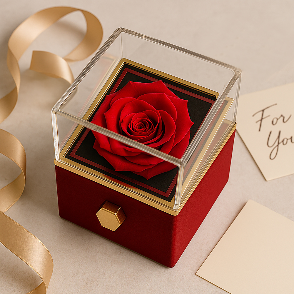 To My Beautiful Bride – Romantic Forever Together Message – Rotating Rose Love Knot Necklace Acrylic Gift Box