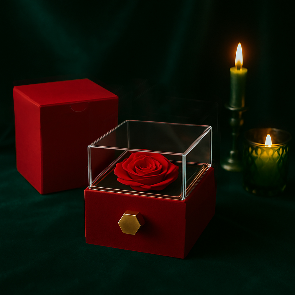 To My Beautiful Bride – Romantic Forever Together Message – Rotating Rose Love Knot Necklace Acrylic Gift Box