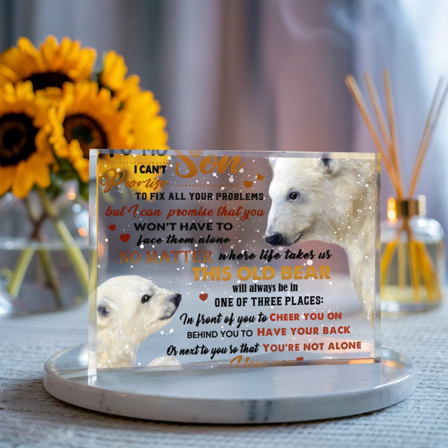 To My Son Polar Bear Acrylic Block – “This Old Bear” Father Gift | Solid Acrylic Keepsake from Dad