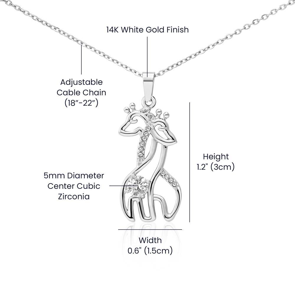 Daughter, Heart to Heart Inspirational Giraffe Pendant Necklace - Love Mom - Mallard Moon Gift Shop