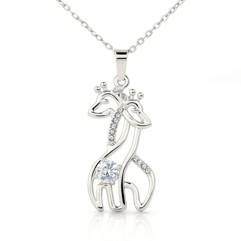 Daughter, Heart to Heart Inspirational Giraffe Pendant Necklace - Love Mom - Mallard Moon Gift Shop