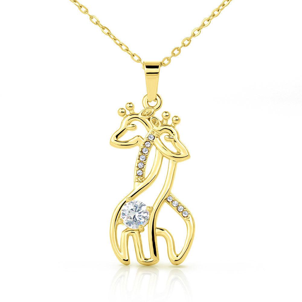 Daughter, Heart to Heart Inspirational Giraffe Pendant Necklace - Love Mom - Mallard Moon Gift Shop