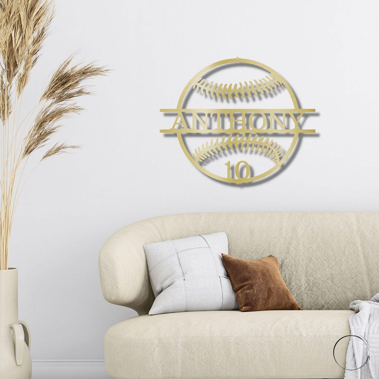 Baseball Custom Name and Number Metal Art Wall Sign - Mallard Moon Gift Shop