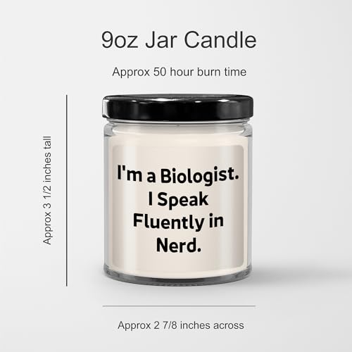 Christmas Unique Gifts for Biologists - I'm A Biologist. I Speak Fluently in Nerd. 9oz Vanilla Soy Candle, Hand-Poured, Soy Wax, Black Lid, Sublimation Printed - Mallard Moon Gift Shop
