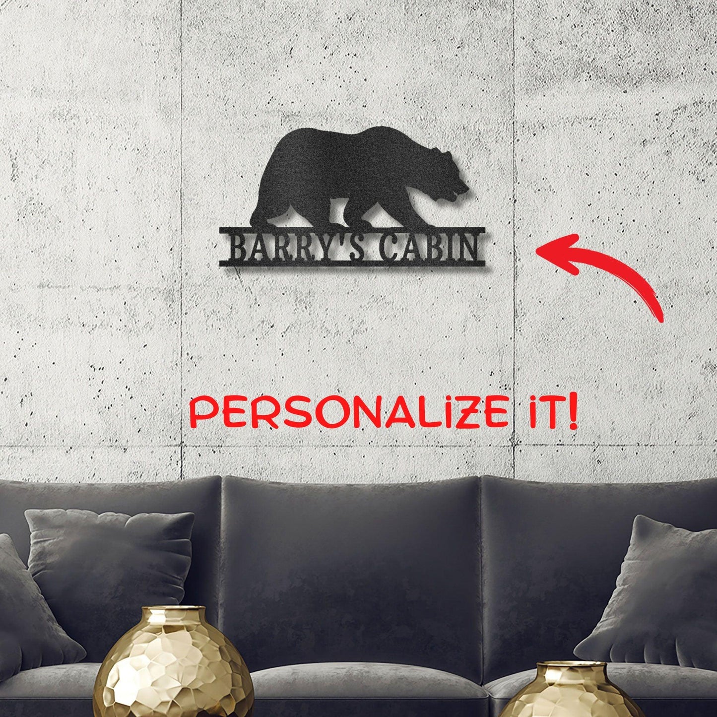 Bear Personalized Name Indoor Outdoor Steel Wall Sign Metal Art - Mallard Moon Gift Shop
