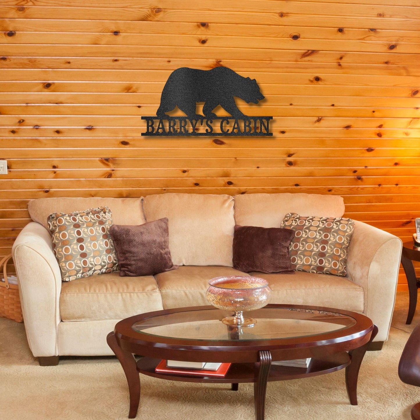 Bear Personalized Name Indoor Outdoor Steel Wall Sign Metal Art - Mallard Moon Gift Shop