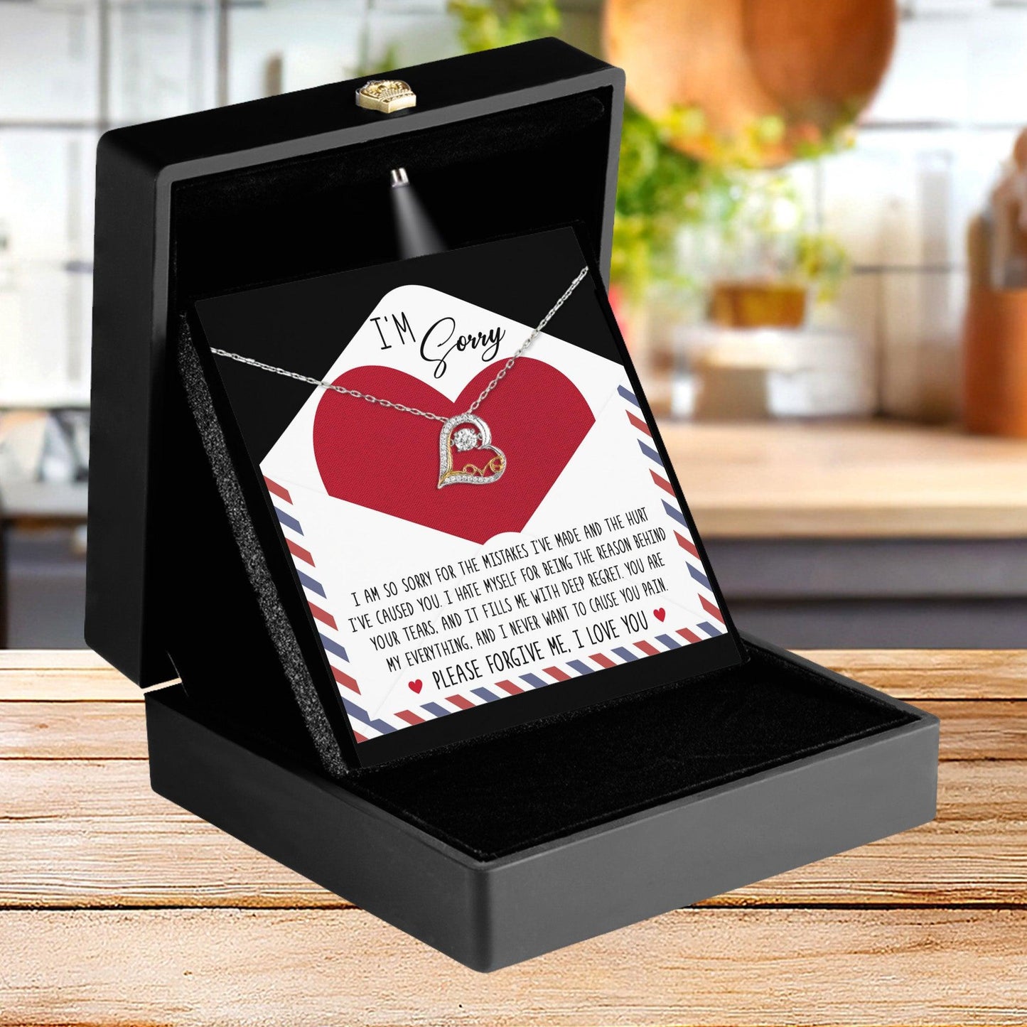 Apology Gift for Girlfriend, Wife, Soulmate - Sorry, Behind Your Tears - Love Dancing Heart Pendant Necklace - Mallard Moon Gift Shop