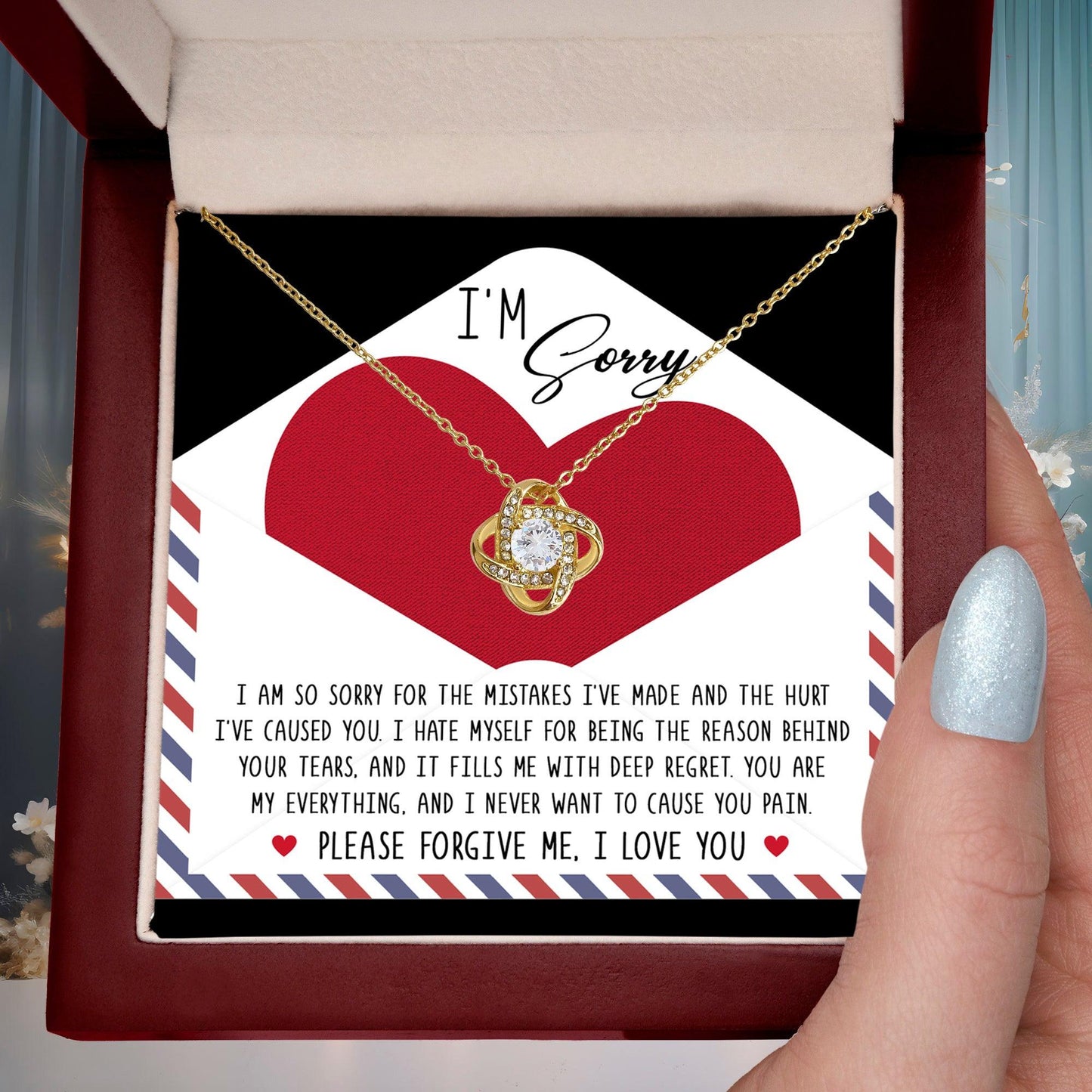 Apology Gift for Girlfriend, Wife, Soulmate - Sorry, Behind Your Tears - Love Knot Pendant Necklace - Mallard Moon Gift Shop