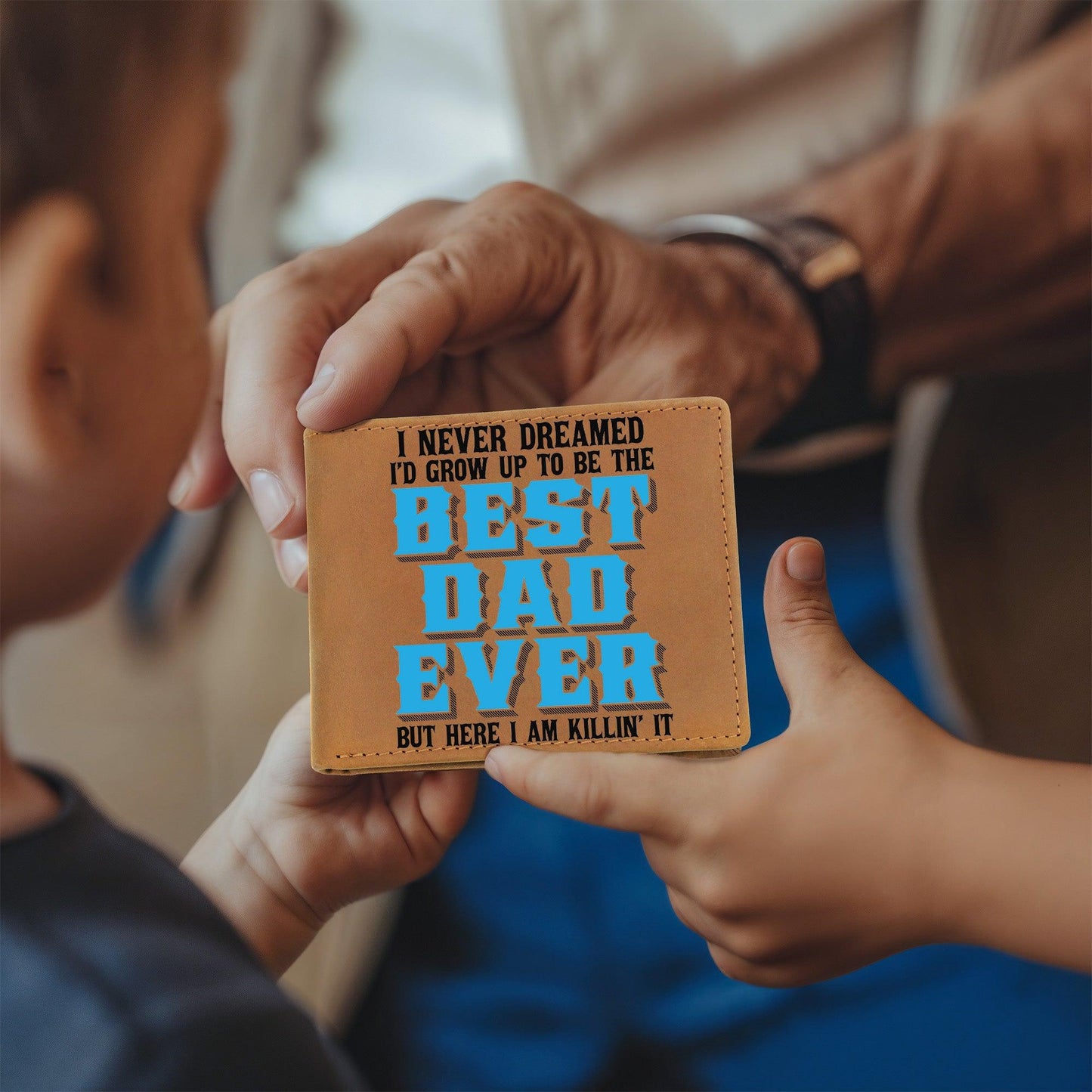 Best Dad Ever Custom Printed Leather Wallet - Mallard Moon Gift Shop