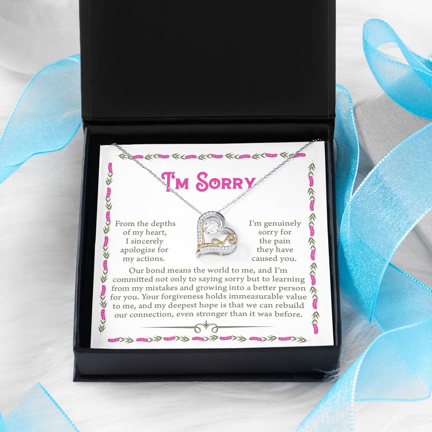 Gift for Girlfriend, Wife - Sorry, A Better Person - Love Dancing Heart Pendant Necklace - Mallard Moon Gift Shop