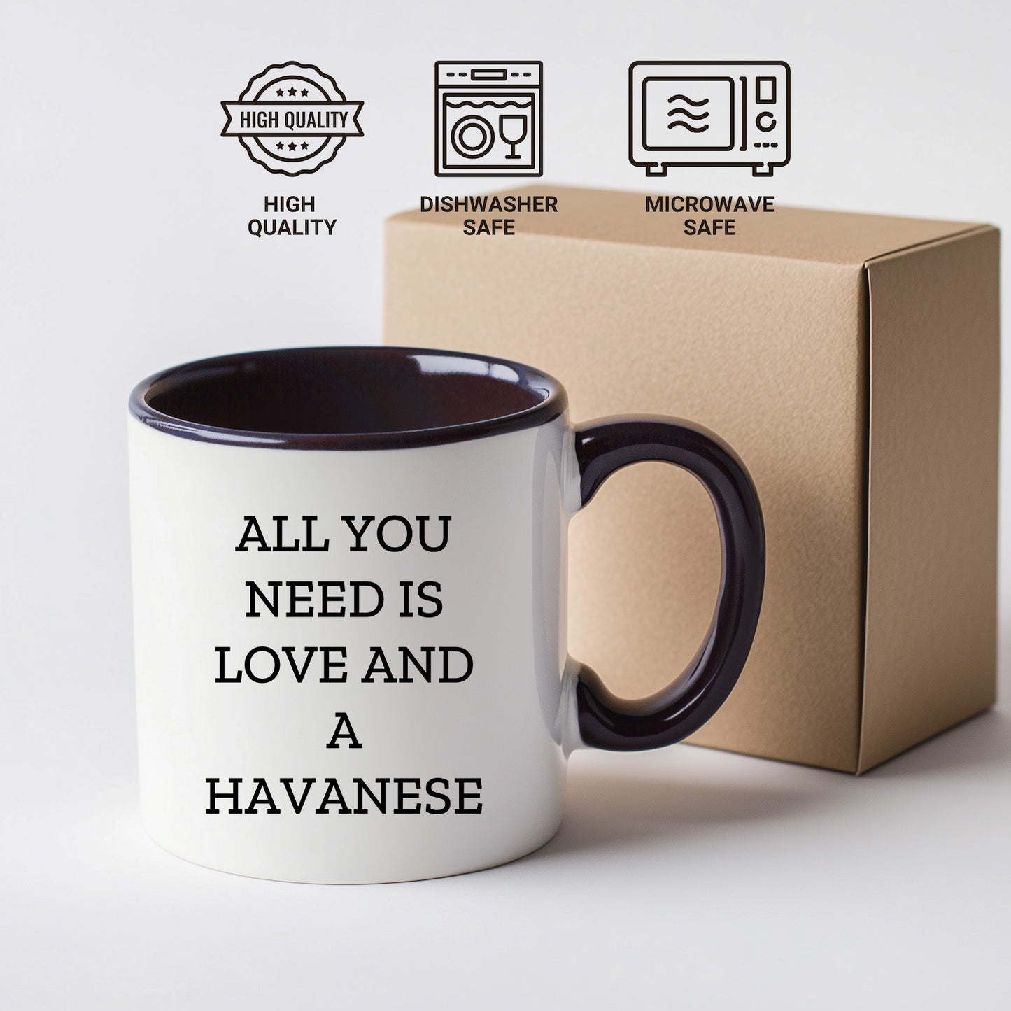 All You Need Is Love and a Havanese | Color Accent Dog Lover Ceramic Mug (11oz & 15oz, 7 Colors) - Mallard Moon Gift Shop