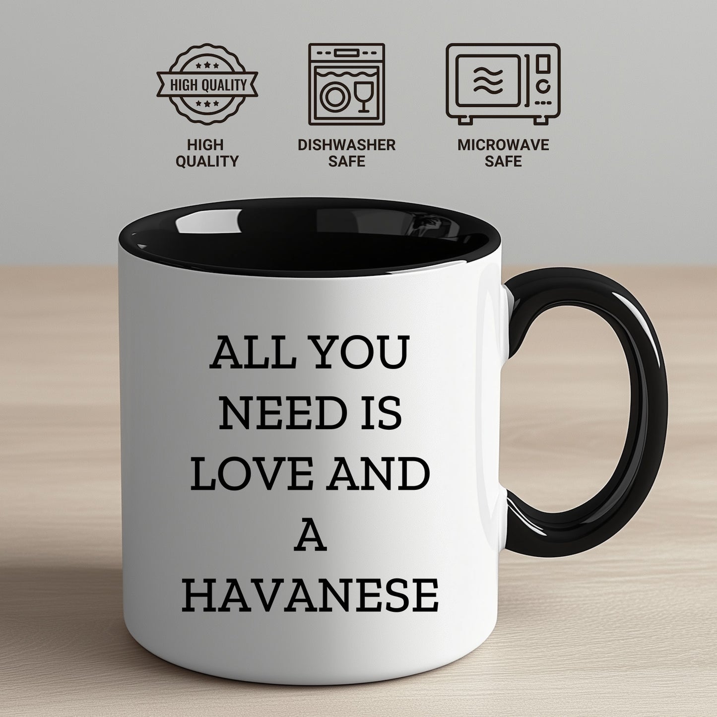 All You Need Is Love and a Havanese | Color Accent Dog Lover Ceramic Mug (11oz & 15oz, 7 Colors) - Mallard Moon Gift Shop