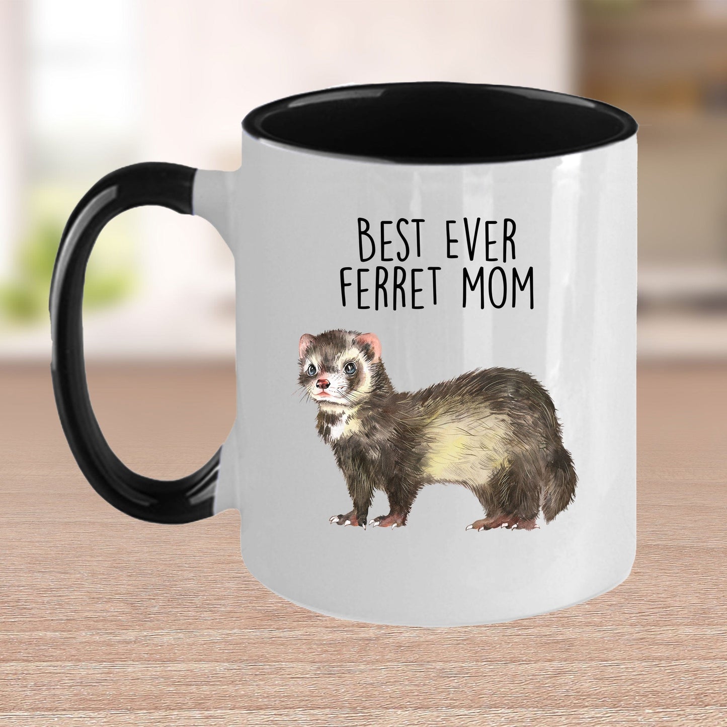 Ferret Best Ever Dad or Mom Custom Ceramic Coffee Mug - Mallard Moon Gift Shop